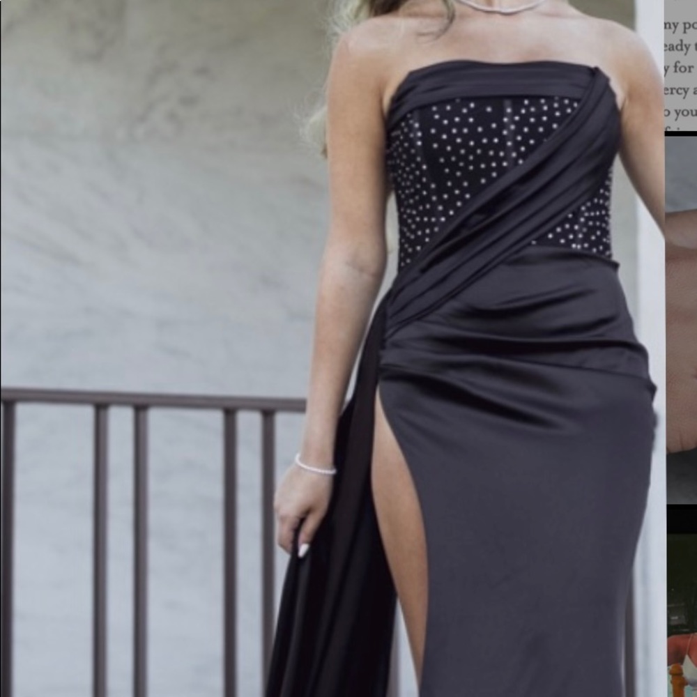 Black High Slit Gown